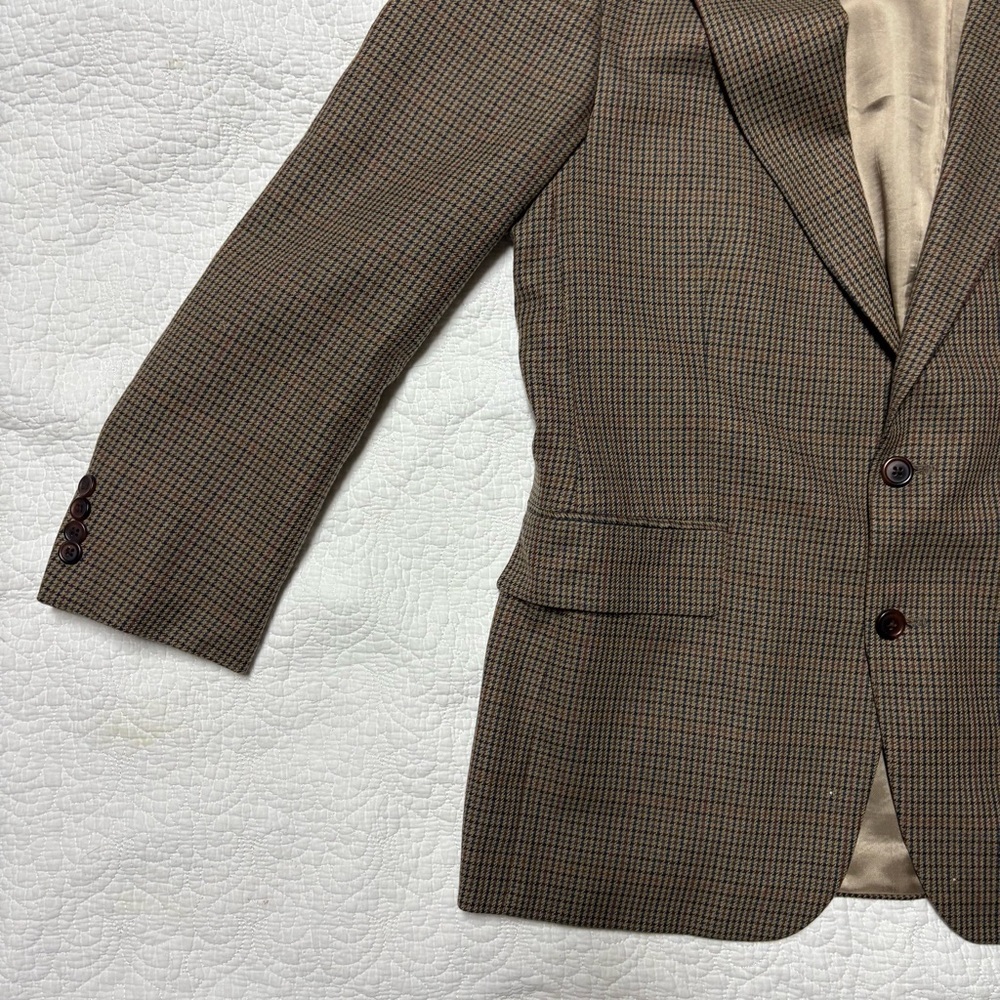 Vintage Ralph Lauren Chaps Blazer Made in Canada Silk Wool Houndstooth 40R - Picture 13 of 16